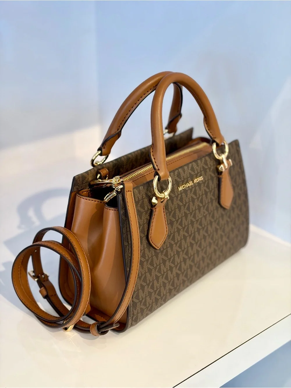Michael Kors Marilyn Small Signature Logo Satchel Messenger Crossbody Bag